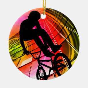 BMX i linjer & cirklar Julgransprydnad Keramik