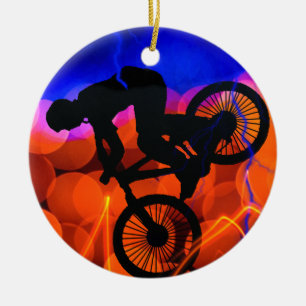 BMX i ljusa kristaller och blixt Julgransprydnad Keramik