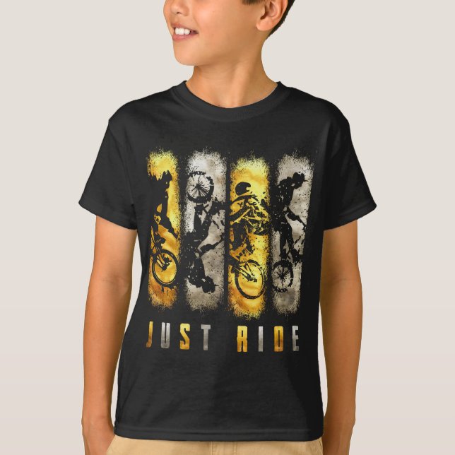 Bmx Just Ride Guld T Shirt (Framsida)