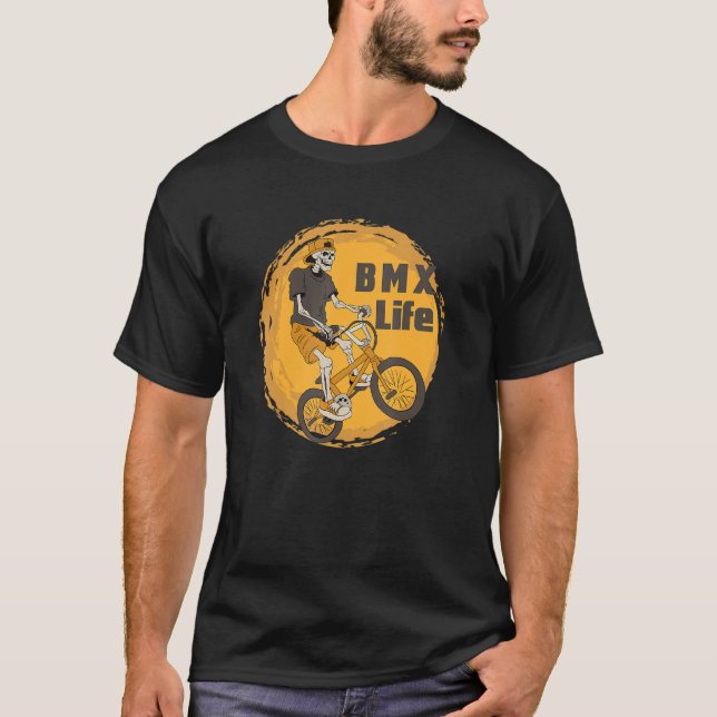 BMX Life Skeleton Biking Bicycle BMX Stunt Dirt Bi T Shirt (Framsida)