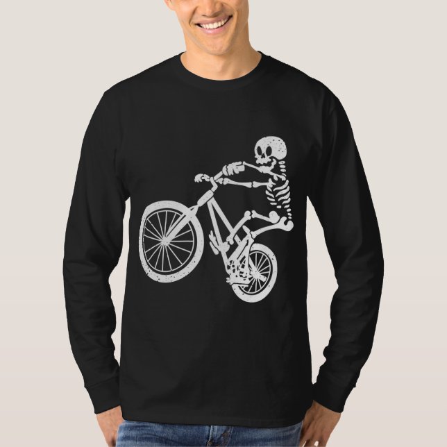 BMX Mountain Bike Skeleton I BMX Cyclist Biker T Shirt (Framsida)