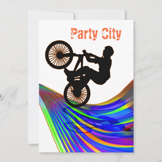 BMX på Rainbow Road Party Inbjudningar (Framsida)