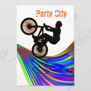 BMX på Rainbow Road Party Inbjudningar