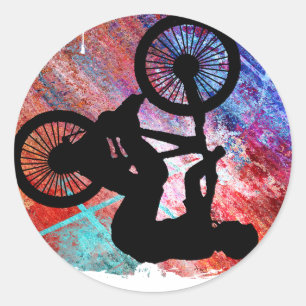 BMX på rostig Grunge Runt Klistermärke