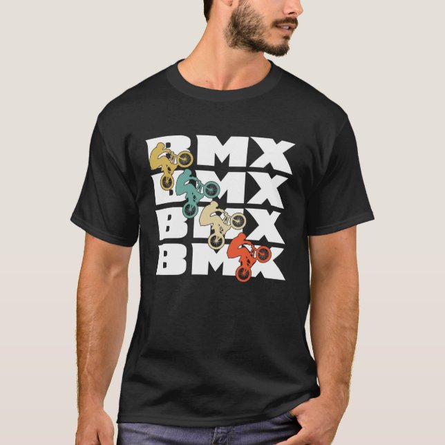 BMX Retro Bicycle Stunts BMX Bike Motocross T Shirt (Framsida)
