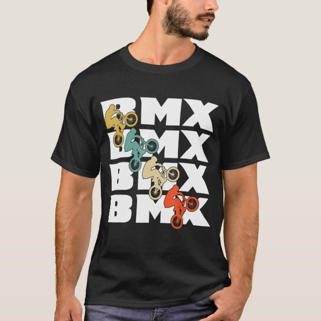 BMX Retro Bicycle Stunts BMX Bike Motocross T Shirt (Framsida)