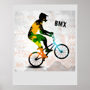 BMX Rider i Abstrakt Paint SQ WITH TEXT Poster