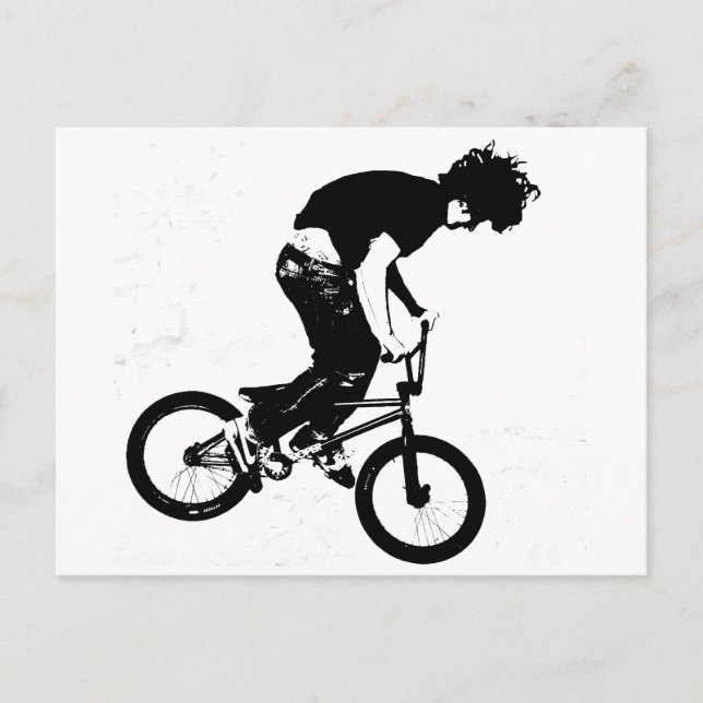 BMX Rider in Black and White Vykort (Framsida)