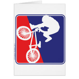 BMX Rider in Red White and Blue Hälsningskort