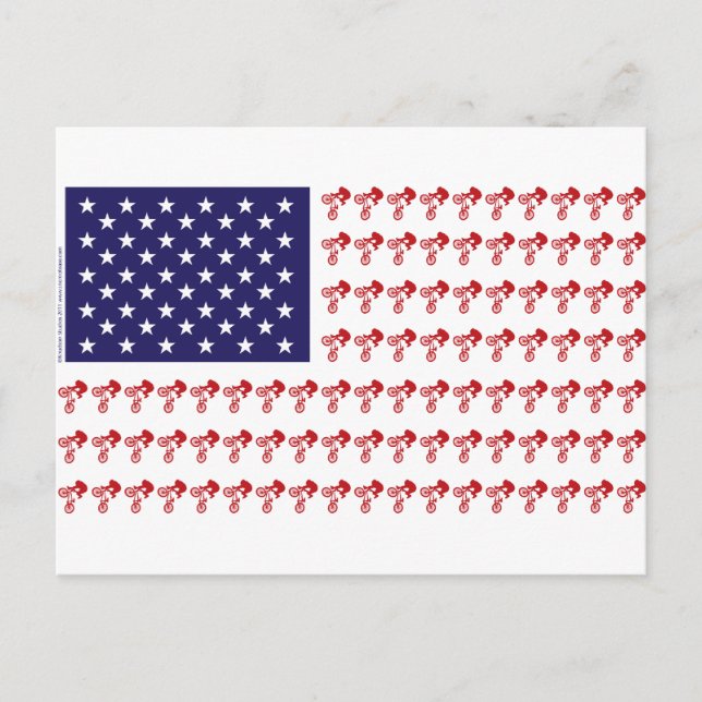 BMX Rider - Patriotic American Flagga+ Vykort (Framsida)
