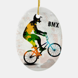 BMX-ryttaren i abstrakt målar Splatters som ÄR S Julgransprydnad Keramik