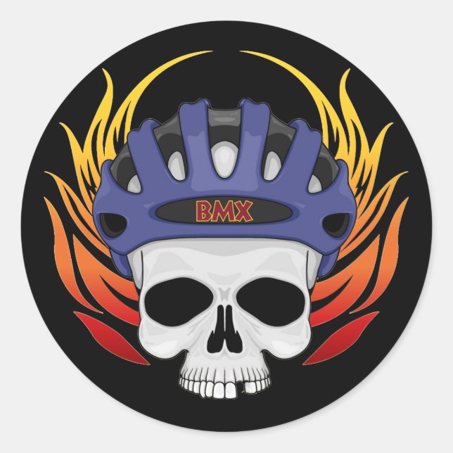 BMX Skull Runt Klistermärke (Framsida)