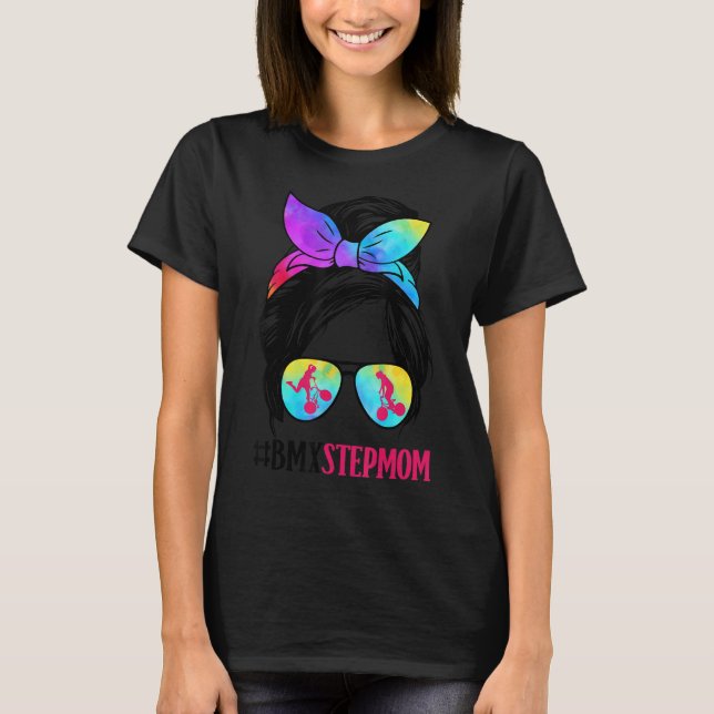 BMX Stepmamma Messy Bun Hair Glasses BMX Mamma Lif T Shirt (Framsida)