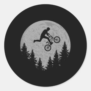 BMX stunt dirt bike moon stil förare present Runt Klistermärke