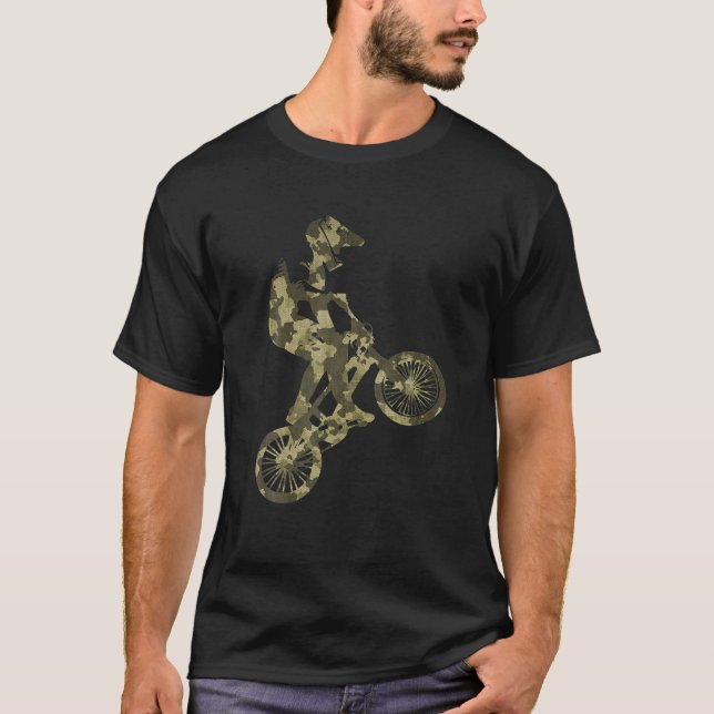 BMX Tävla Extreme Sports Bike Rider Camouflage T Shirt (Framsida)