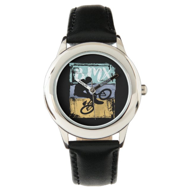 BMX Tee - Vintage Retro BMX Bike Rider Armbandsur (Framsida)