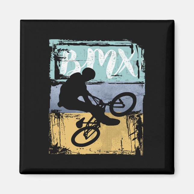 BMX Tee - Vintage Retro BMX Bike Rider Magnet (Framsidan)