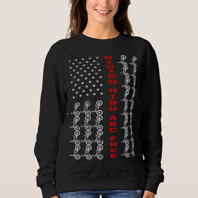 BMX US Flag Riding High And Free T Shirt (Framsida)