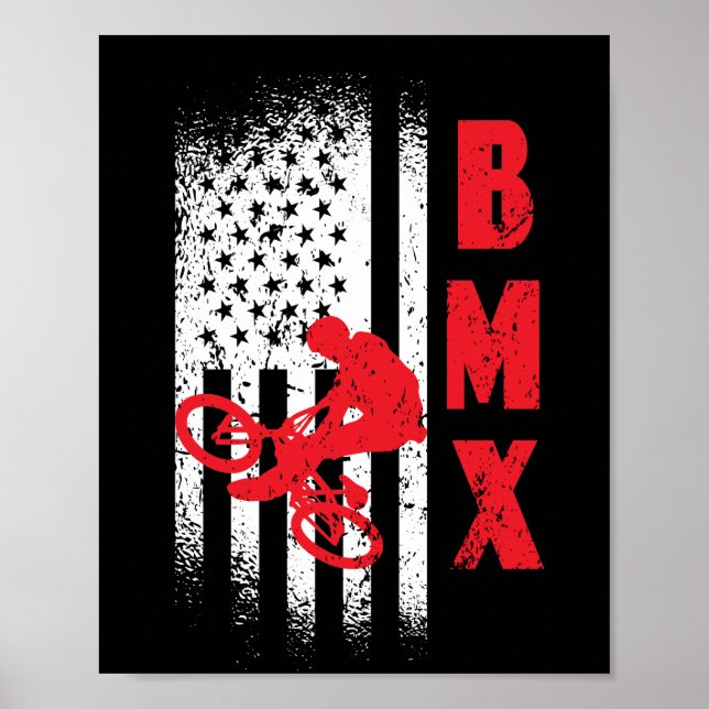 BMX USA Amerika flagga sport fläkt cykelcykelcykel Poster (Framsidan)