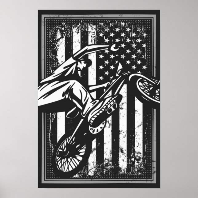 Bmx Usa - Amerikansk Flagga - Bmx Poster (Framsidan)