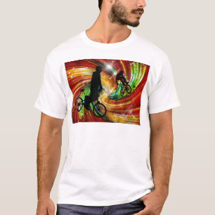 BMXers i röd och orange Grunge virvlar runt T Shirt