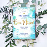 B'nai Mitzvah Guld Script Tur ise Watercolor Inbjudningar<br><div class="desc">Var stolt, gladd och visa den här milstolpen av din favorit B'nai Mitzvahs! Skicka ut den här fantastiska, moderna inbjudan till personlig om en händelse att minnas. Skalet "Sparkly guld faux foil calligraphy" och "Star of David", tillsammans med "blue konetti dots", täcker över en grumlig vattenfärgsbakgrund. Anpassa anpassningsbarna med information...</div>