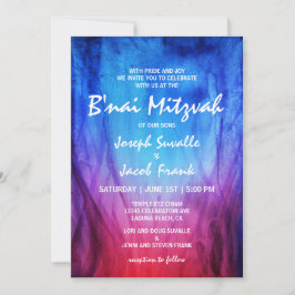 B'nai Mitzvah-inbjudningar | Blå röd | Brandis Inbjudningar