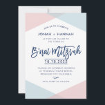 B'NAI MITZVAH modern minimal script blue pink Inbjudningar<br><div class="desc">by kat massard >>> kat@simplysweetPAPERIE.com <<< A super cool & modern invitation design for your child's BAR MITZVAH TIP :: 1. To change/move graphics & fonts and add more text - hit the "customise it" button. - - - - - - - - - - - - - - -...</div>