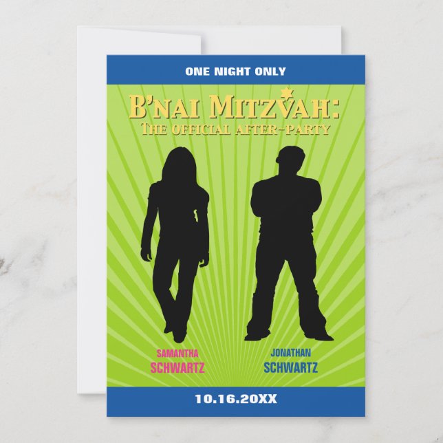 B'nai Mitzvah Movie Star-inbjudan Inbjudningar (Framsida)