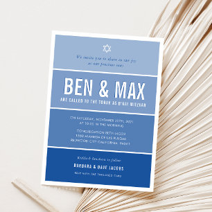 B'NAI MITZVAH royal blue Inv Inbjudningar