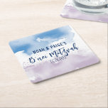 B'NEI MITZVAH SEAL modern lila blue water color Underlägg Papper Kvadrat<br><div class="desc">efter kat masard >> WWW.SIMPLYSWEETPAPERIE.COM <<<<<<<<></div>