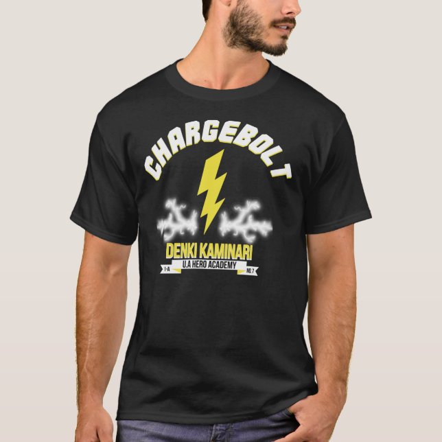 BNHA Chargebolt Denki Kaminari Hero Logotyp Charac T Shirt (Framsida)