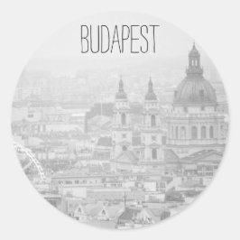 BnW Budapest-landskapet Classic Round Sticker Runt Klistermärke