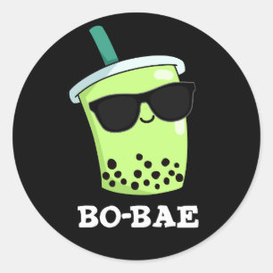 Bo-bae Funny Boba Tea Pun Mörk BG Runt Klistermärke