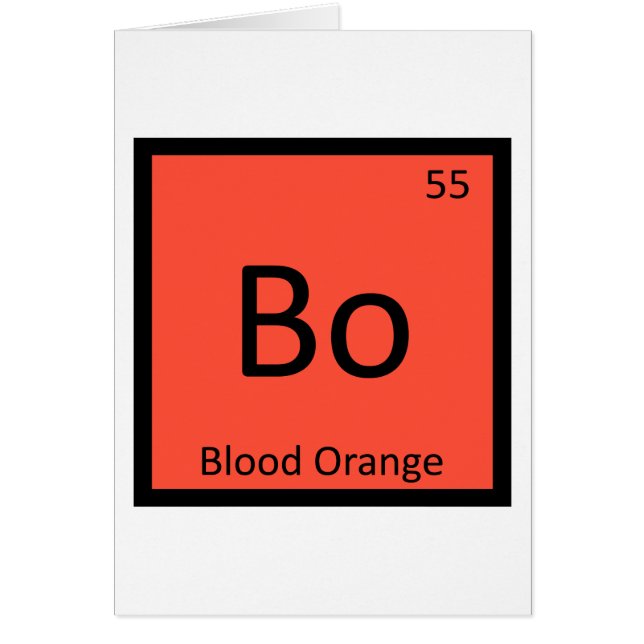 Bo - Blod Orange Frukt Kemi Periodiska Systemet Hälsningskort (Framsidan)