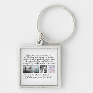 Bo ditt liv, inga ånger fyrkantig silverfärgad nyckelring