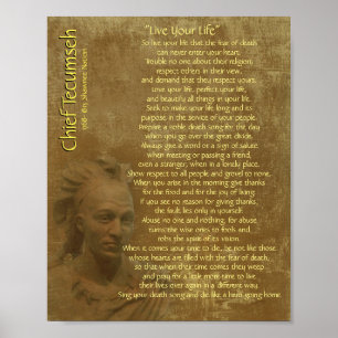 "Bo ditt liv" på gammal parchment, högsta Tecums Poster