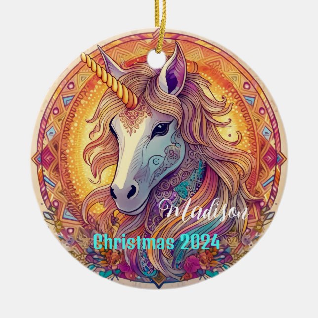Bo Ho Unicorn Personlig jul Ornament (Framsidan)
