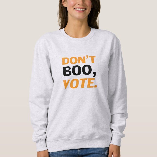 "Bo inte, rösta" svart orange vit Halloween T Shirt (Framsida)