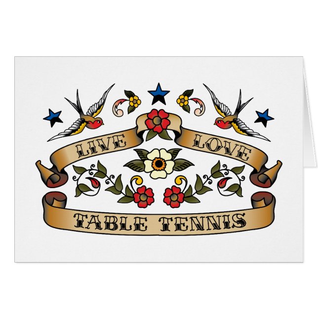 Bo kärlekbordtennis hälsningskort (Framsidan Horizontal)