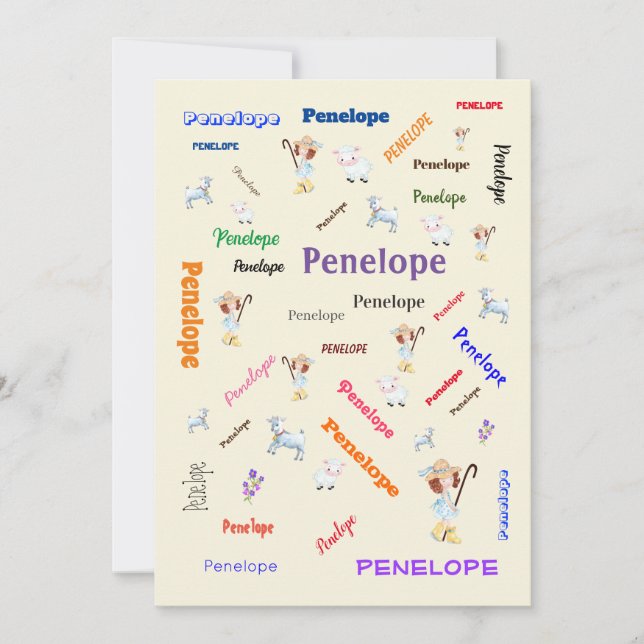 BO PEEP NURSERY RHYME Ord Cloud Namn Collage Inbjudningar (Framsida)