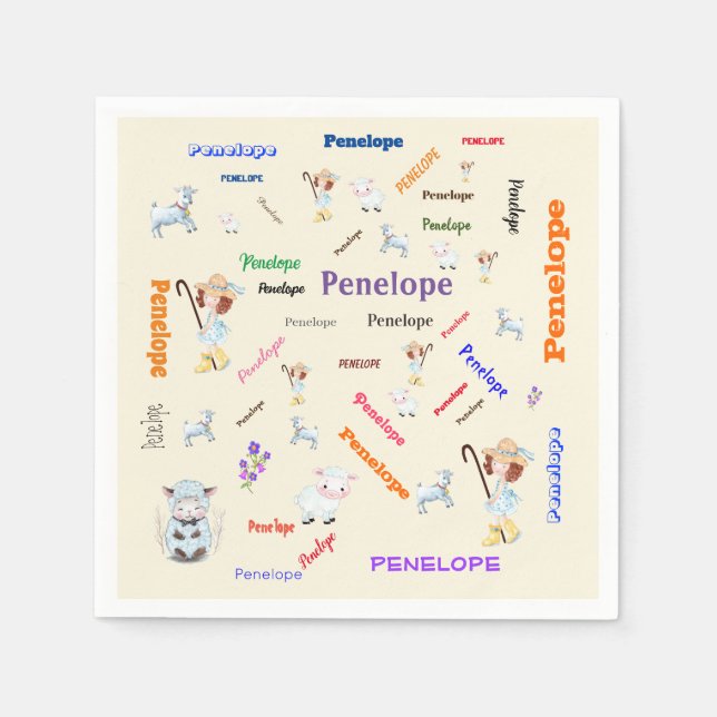 BO PEEP NURSERY RHYME Ord Cloud Namn Collage Pappersservett (Framsidan)