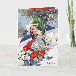Bo Peep och snöiga får av Agnes Richardson Helgkort