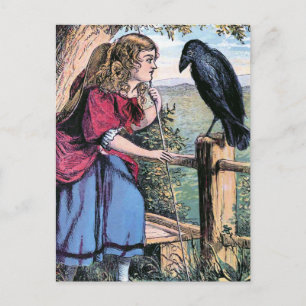 Bo-Peep och Vintagen Kråka Illustration Vykort