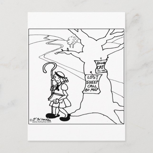 Bo Peep Posts Borttappad Sheep Sign Vykort (Framsida)