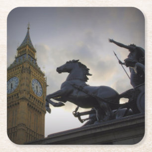 Boadicea Statue - Big Ben - London Underlägg Papper Kvadrat