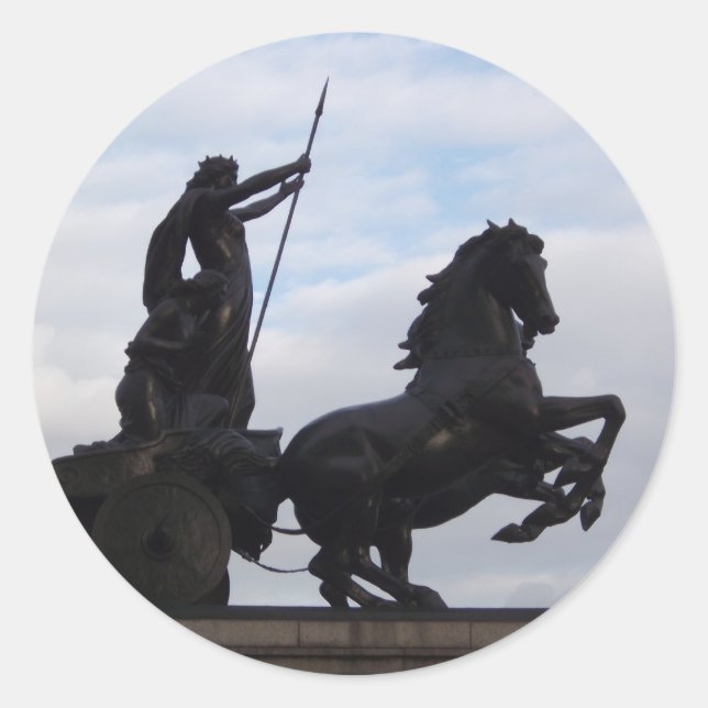Boadicea Statue Sticker Runt Klistermärke (Framsida)