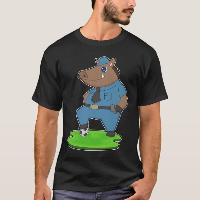 Boar Cop Soccer Police T Shirt (Framsida)