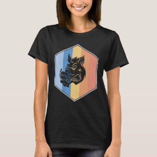 Boar med Retro Färg i en hexagon T Shirt