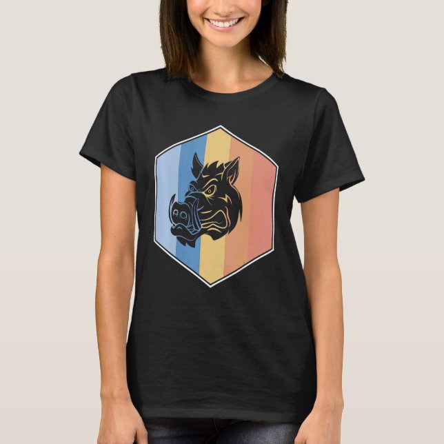 Boar med Retro Färg i en hexagon T Shirt (Framsida)